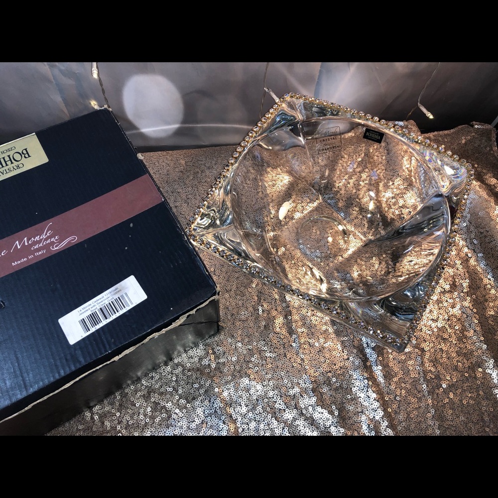 LE MONDE CADEAUX 1318-GOLD, Swarovski Jewel Bowl